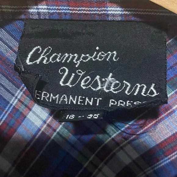 WESTERN button down 16/35 plaid with pearlescent buttons - Picture 4 of 9